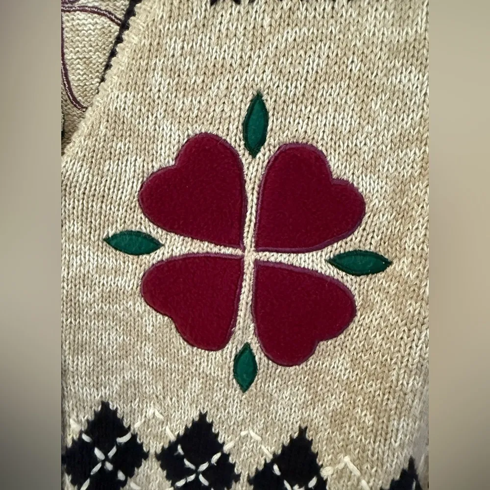 Vintage Christopher & Banks Vest Womens Sz XL Hand Embroidered Bunny Granny - Image 4