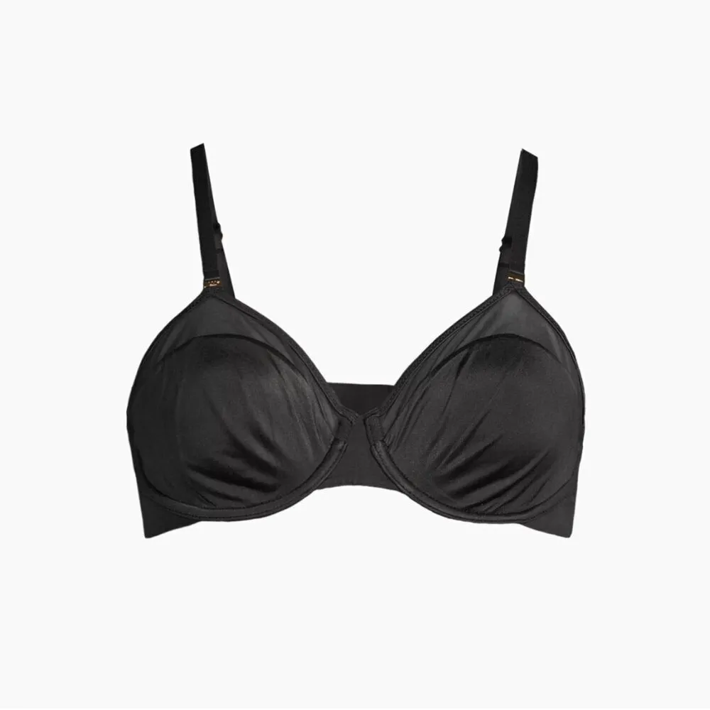 Le Mystere Satin & Mesh Unlined Bra 3316 Black 32B Black Size undefined - Image 3