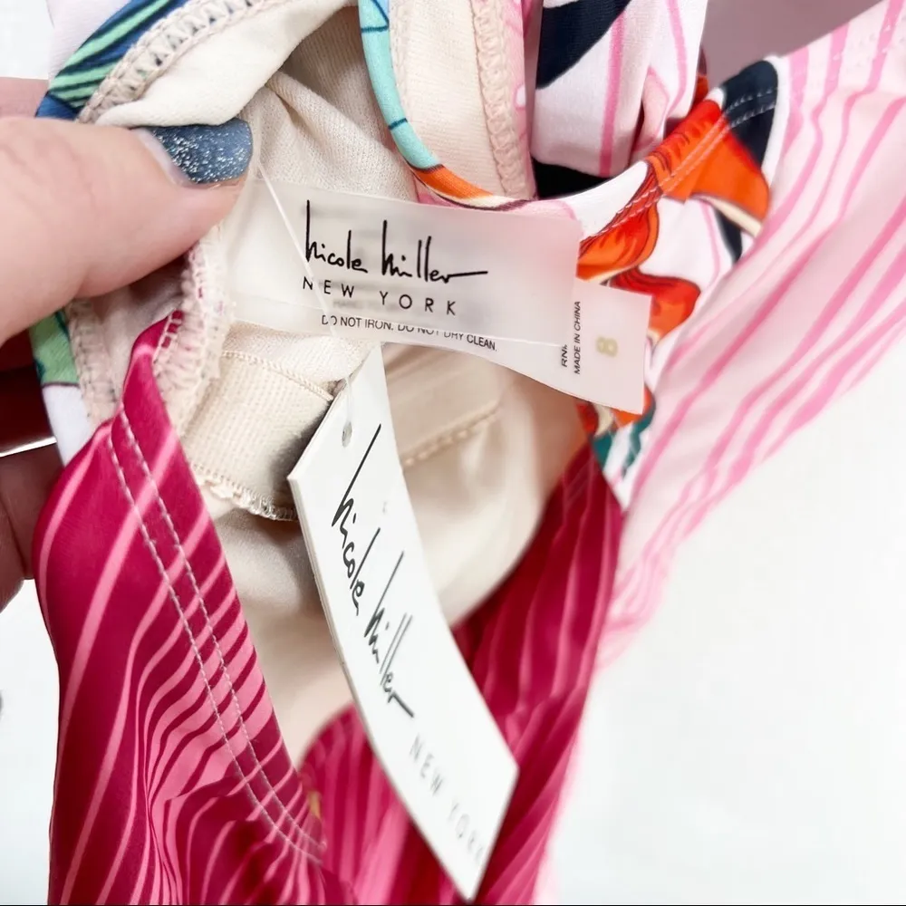 Nicole Miller Blush Floral One Piece Swimsuit Pink Size 8 NWT - Image 4