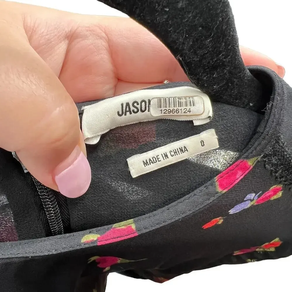 Jason Wu Pleated Rosebud Floral Chiffon Pleat Grosgrain Long Sleeve Dress Size 0 - Image 10