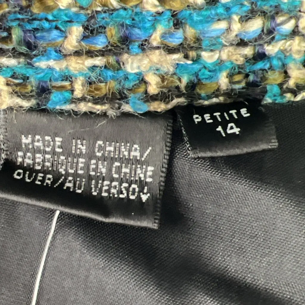 Dana Buchman Size 14P Boucle Tweed Blazer Teal Black Tweed Petite Wool Blend - Image 10