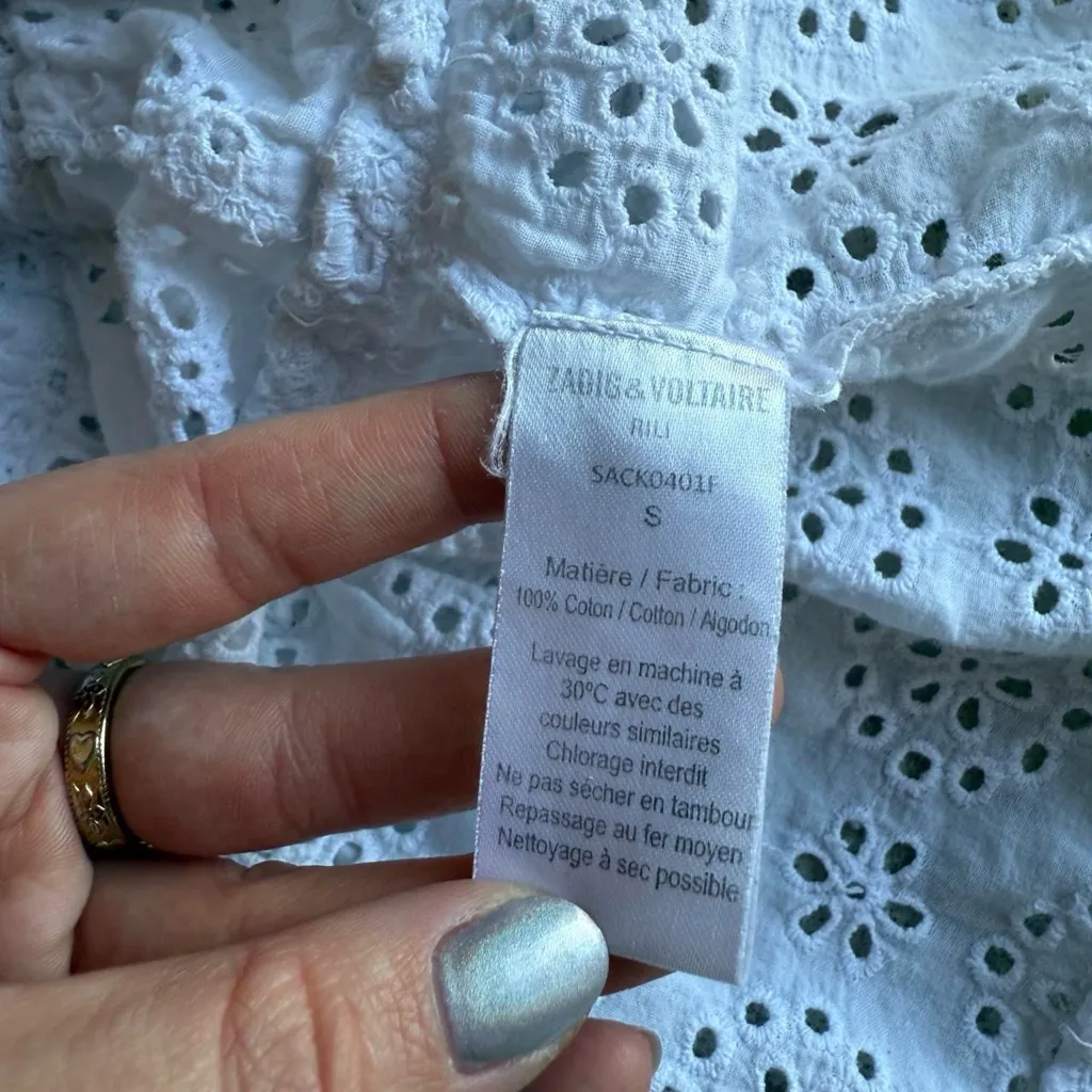 Elegant White Eyelet Designer Dress - Image 5