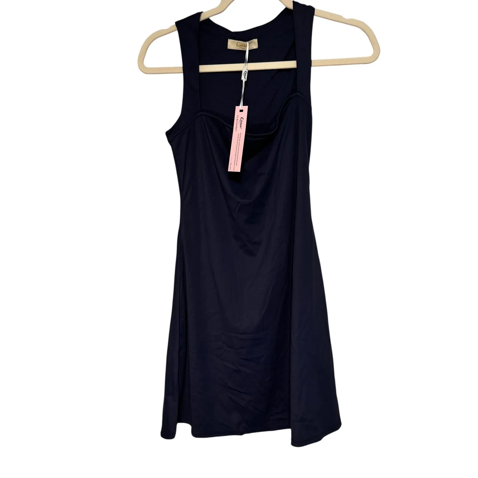 Qinseen Blue Mini Dress Sleeveless Fit & Flare Party Cocktail Casual Medium - Image 9