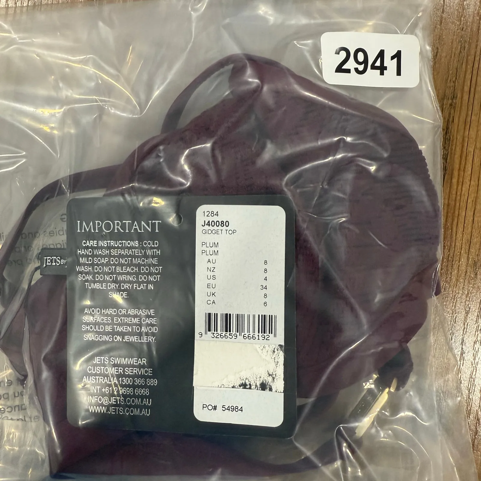 JETS AUSTRALIA BY JESSIKA ALLEN Luscious Stretch Jacquard Plum Bikini Top US 4 Purple - Image 5