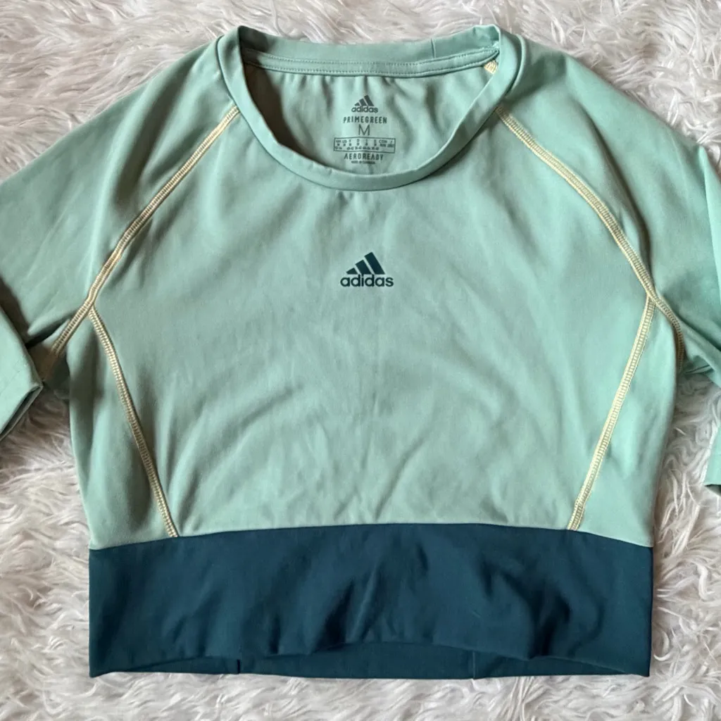 Adidas aero ready crop top teal size M - Image 3