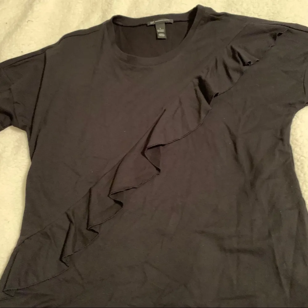 INC International Concepts Ruffled Sweatshirt Black Size L - Image 2