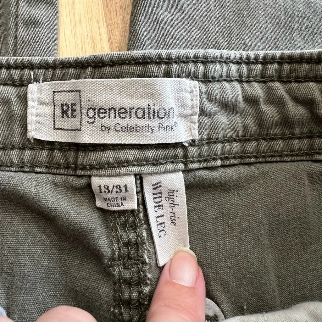 Celebrity Pink REgeneration High Rise Wide Leg Pants Women’s 13/31 Olive Green - Image 3