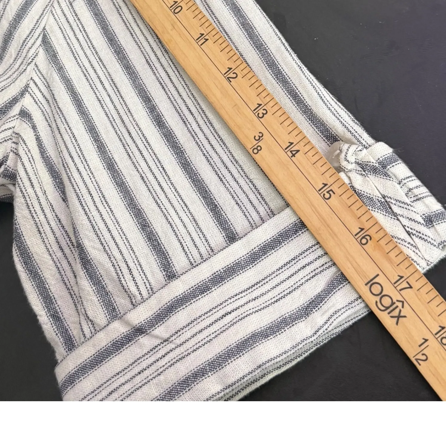 Tahari Striped Linen Blend Shirt Dress Belted Midi Buttoned Size S Resort Wear - Image 11