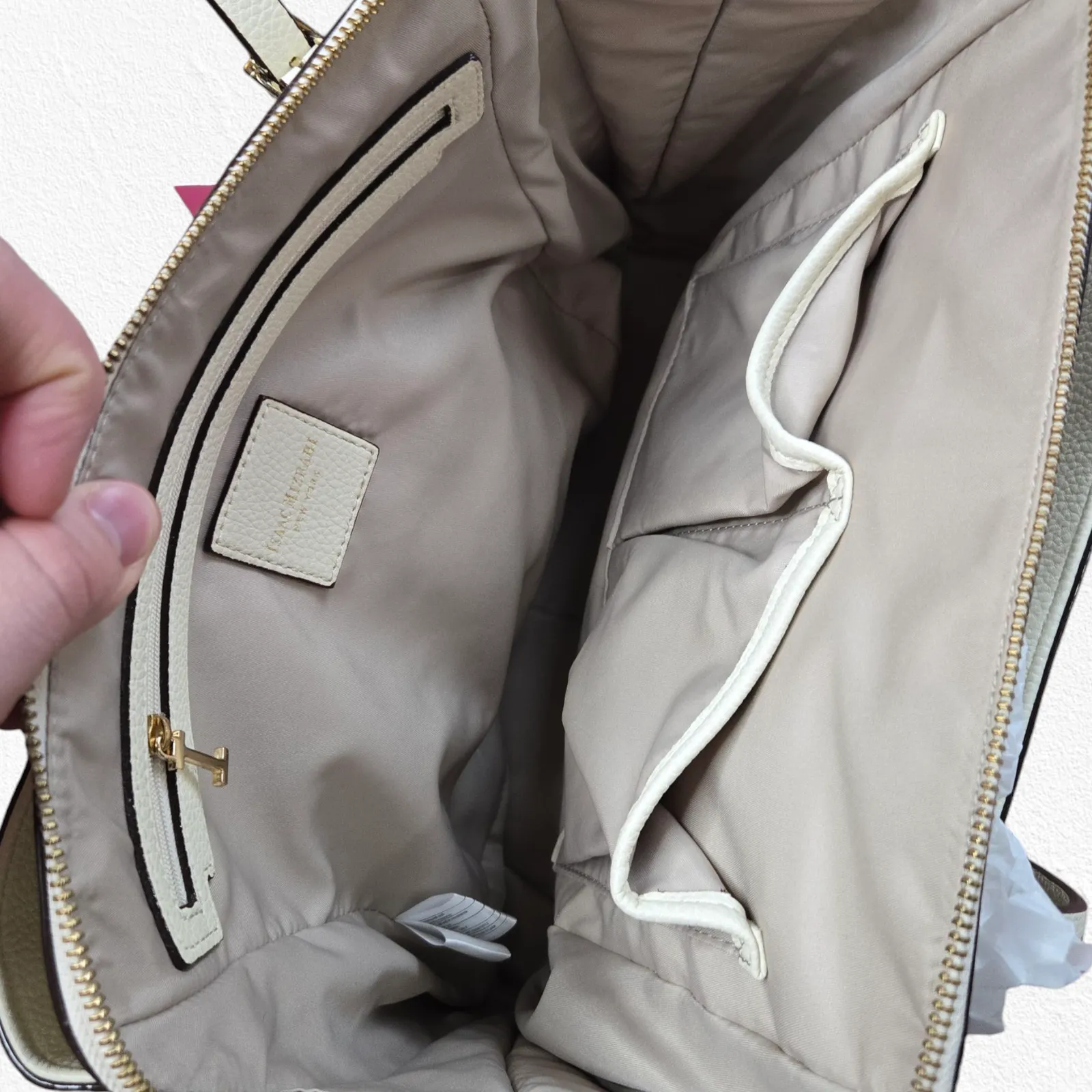 Isaac Mizrahi Ivory White Claudette Tote Bag Leather Satchel Shoulder Handbag - Image 12