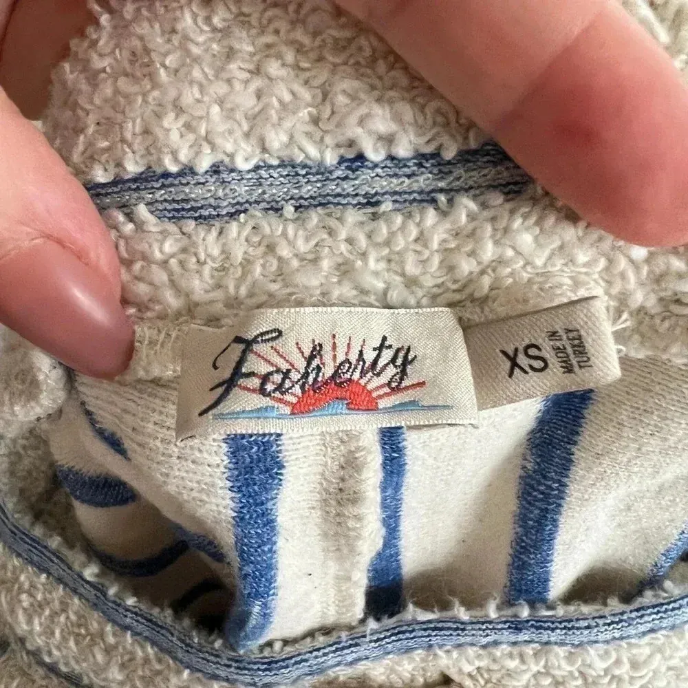 Faherty Pacífica Terry shorts stripes beige cream pockets drawstring coastal XS - Image 4