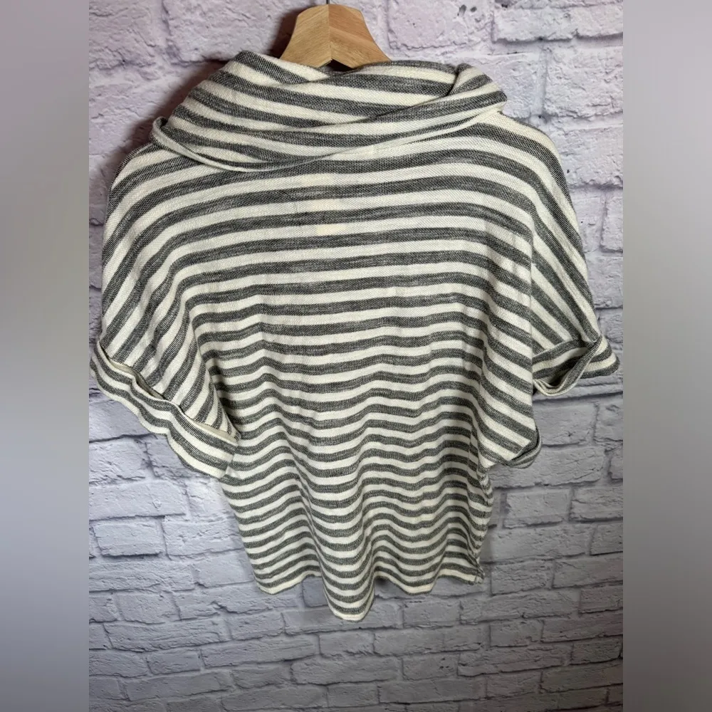 Anthropologie T.LA Oversized Striped Cowl Neck Sweatshirt Size XS Short Sleeve - Image 3