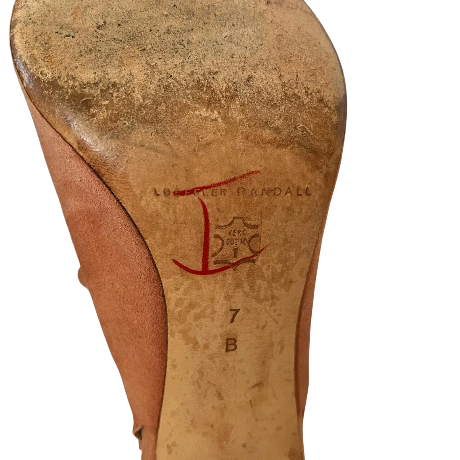 Loeffler Randall Langley Dusty Rose Kid Suede Leather Ruffle Mule Heels - Image 6