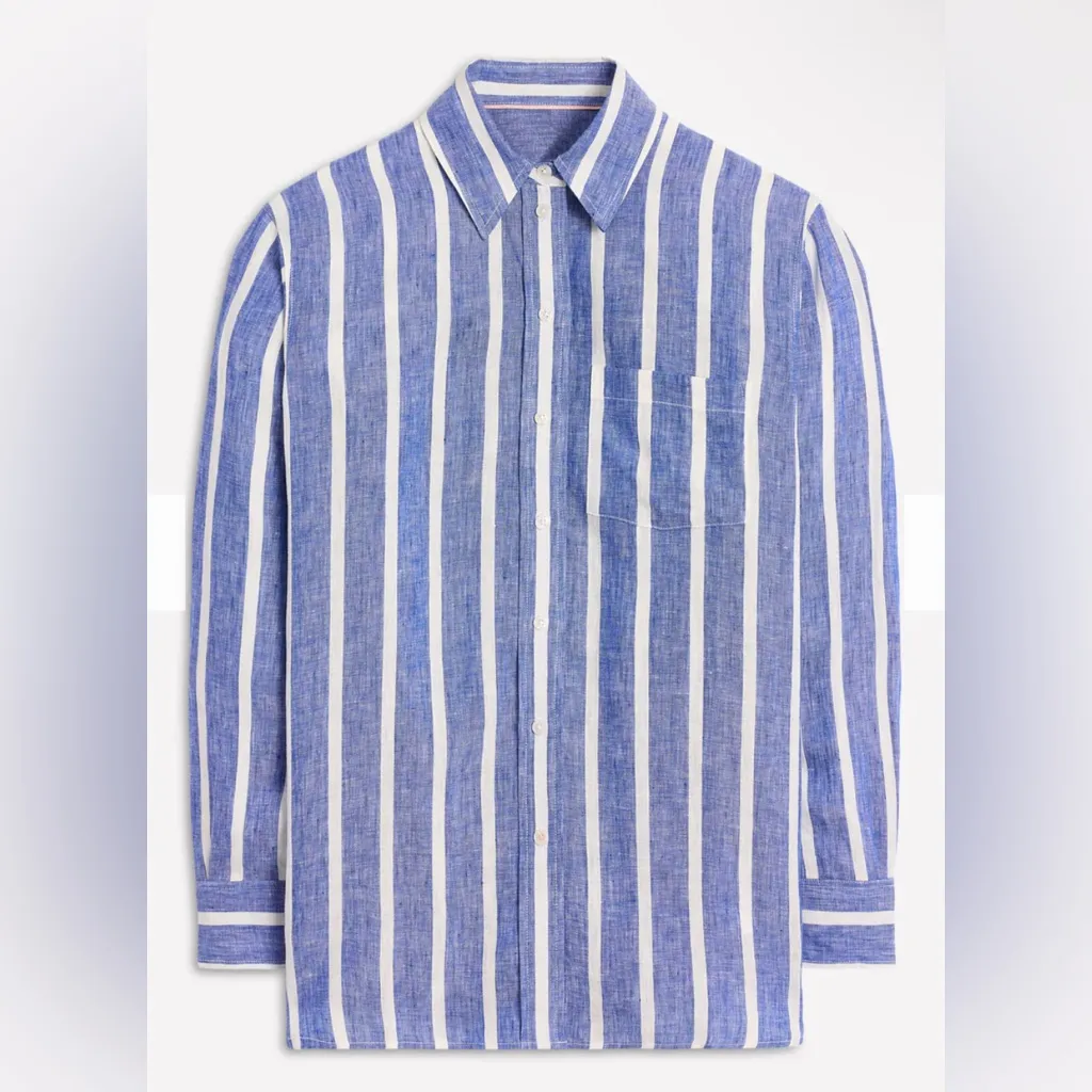 Boden Blue and White Striped Button Down Shirt Green Size 4 - Image 3