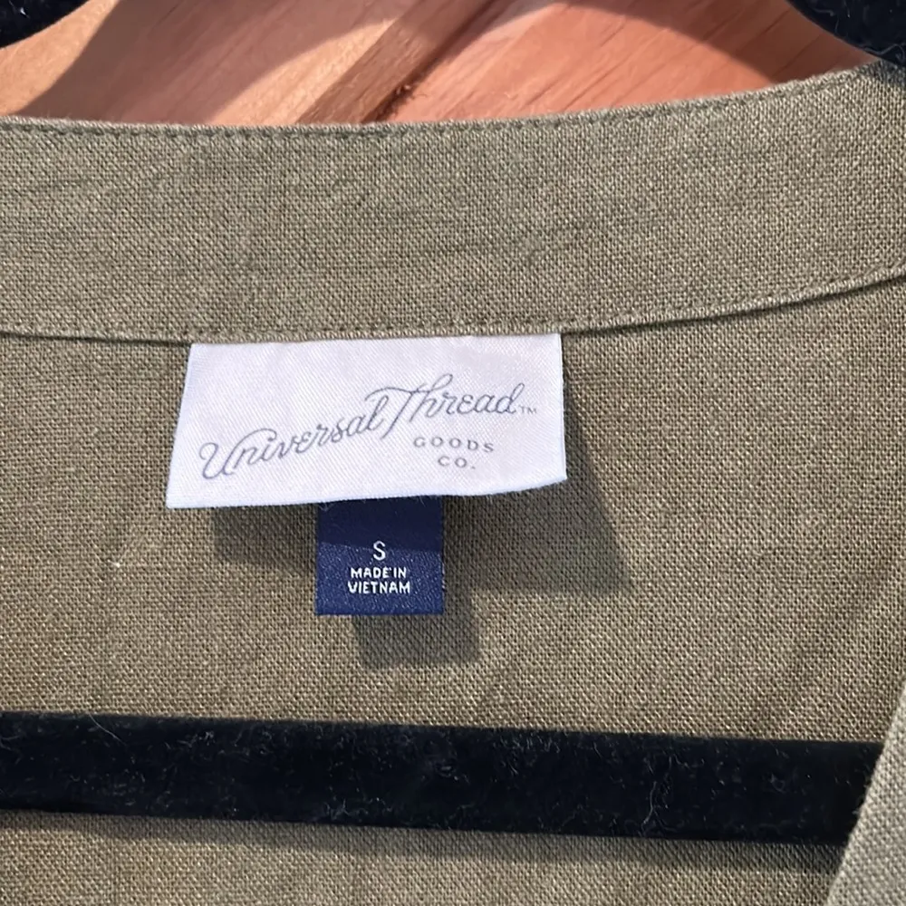 Universal thread olive green linen shirt dress - Image 4