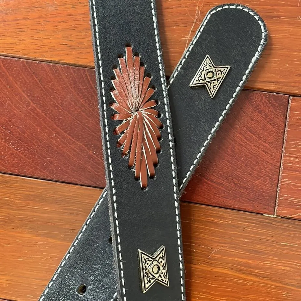 Liz Claiborne  90's Leather Western Belt Cowgirl Rodeo Silver Studs - Image 2