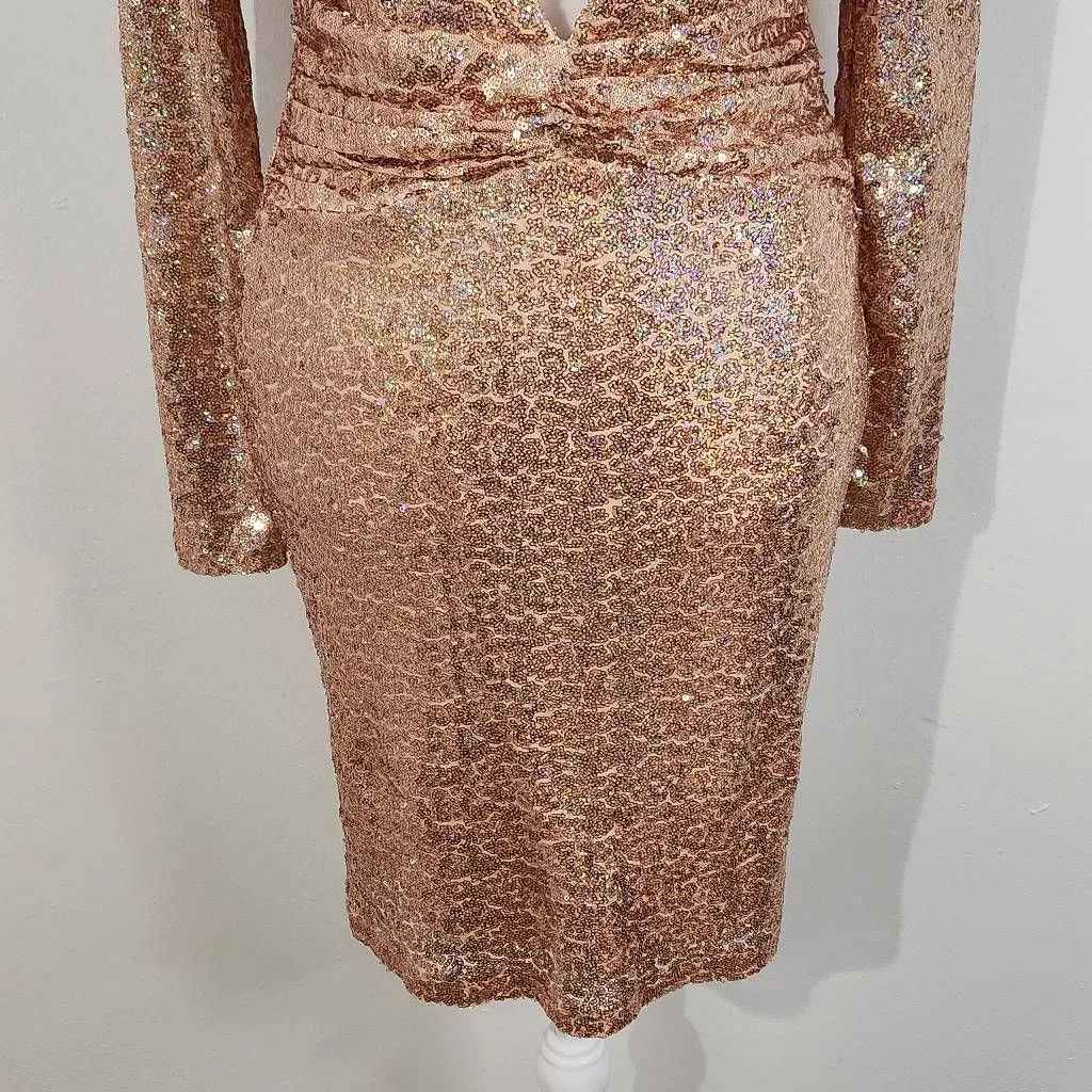 Charlotte Russe Pink Sequin Bodycon Dress Size Small Sequin Cocktail Dress - Image 3
