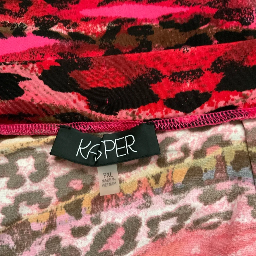 Kasper Faux Wrap Jersey Knit Midi Skirt Size PXL Multi Color Pink - Image 2