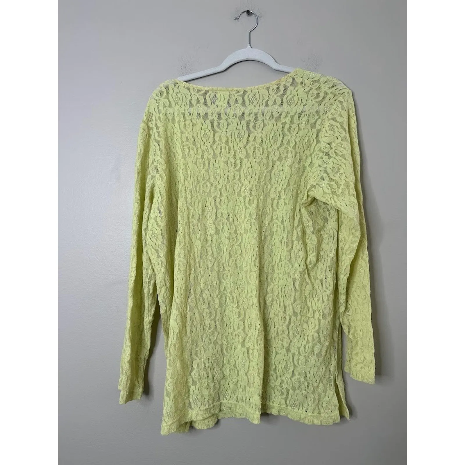 Vintage Forenza Top Womens XL Lace Romantic Boho Fairy Feminine Coquette Yellow - Image 4