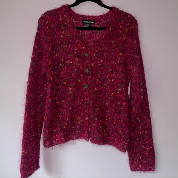 Savannah Size M Pink Mohair Cardigan Button Up Sweater Coastal Grandma Size M - Image 1