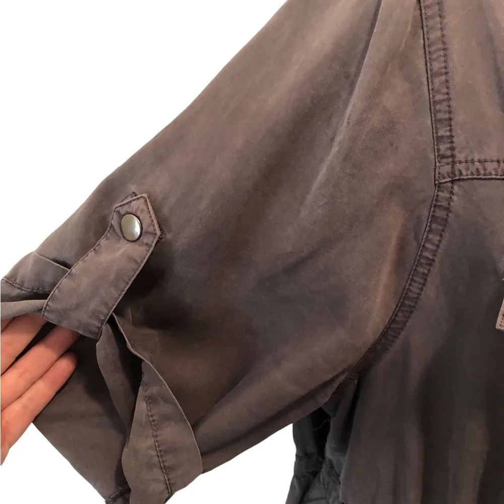 Torrid Gray Brushed Jacket W/Hoodie Sz. 1/14-16 Pockets Snap Up Cinched Waist - Image 6