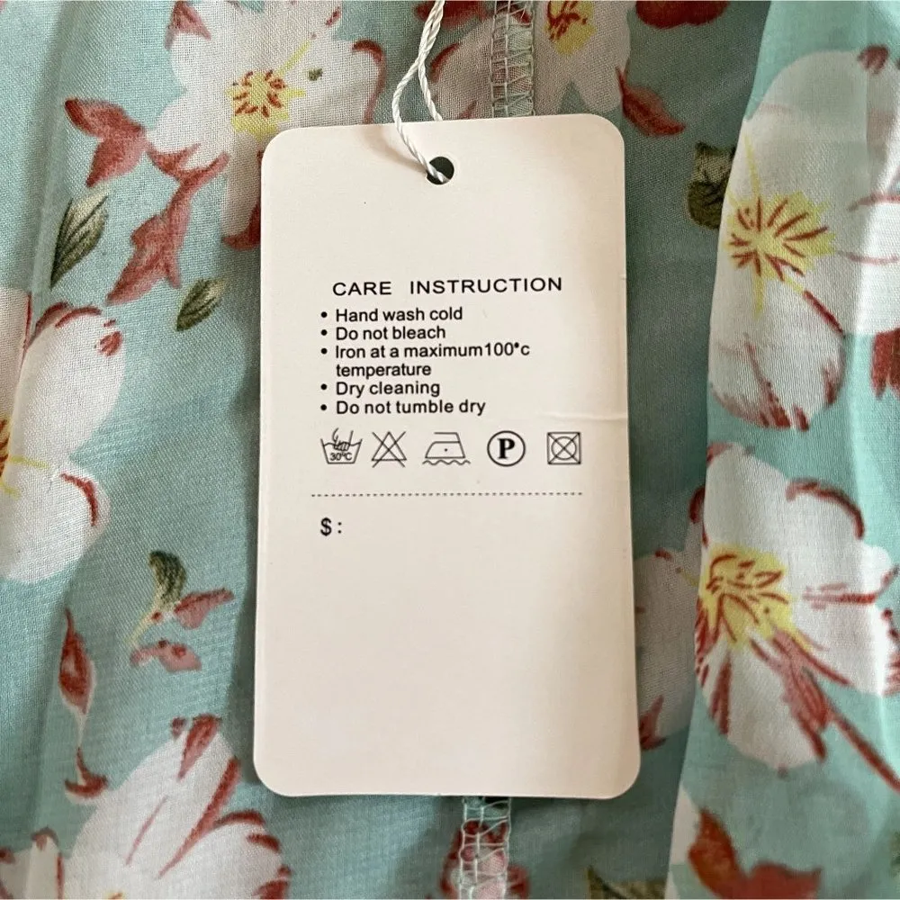 NWT Olrain Mint Floral Oversize Kimono Coverup Size M - Image 7