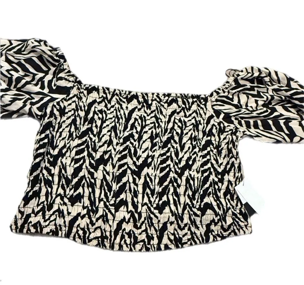 Smocked Animal Print Top 22/24 Curvy Stretchy Cropped Festival Streetwear Bold - Image 13