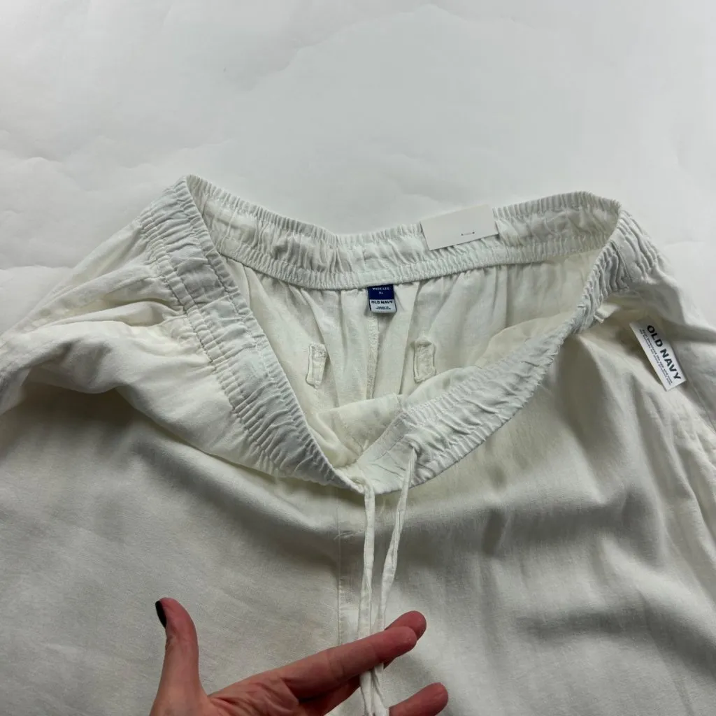 Old Navy White Linen Blend Wide Leg Lounge Pant XL New - Image 3