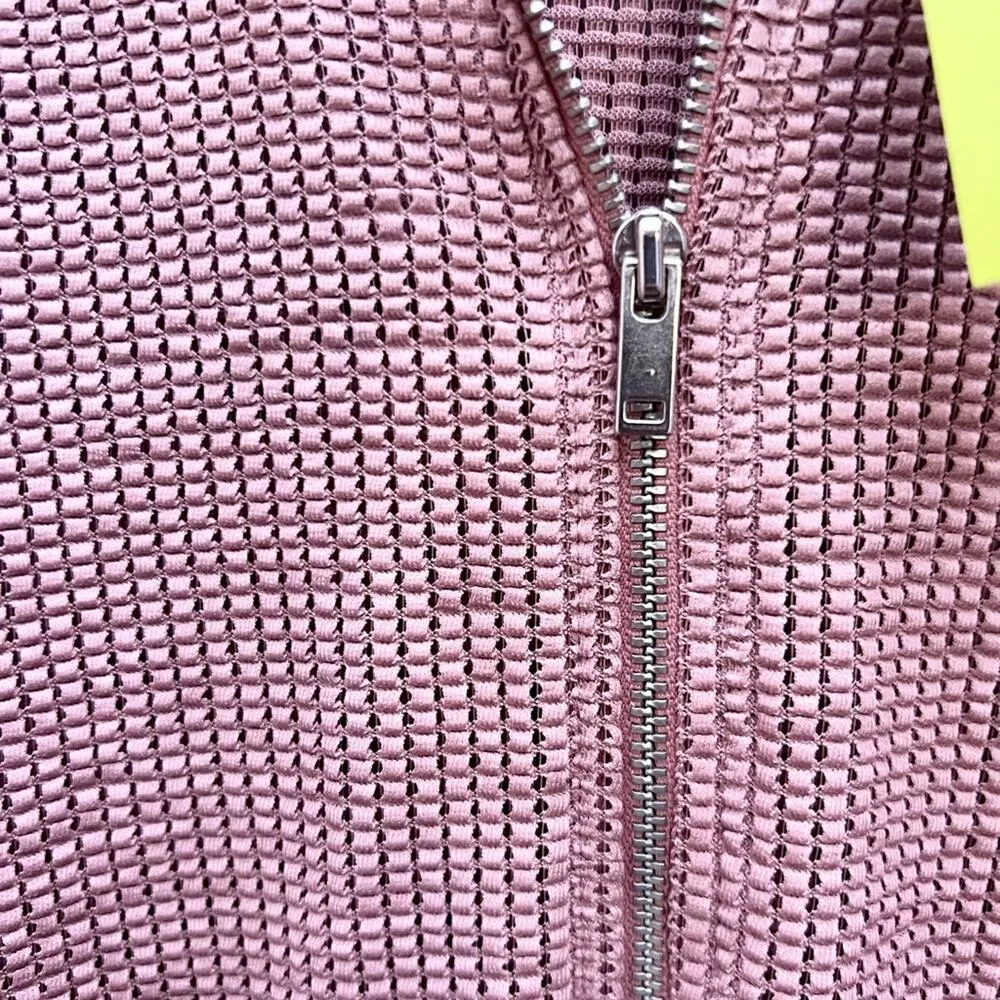 Zara textured weave lightweight bomber blush pink jacket XS - Image 6