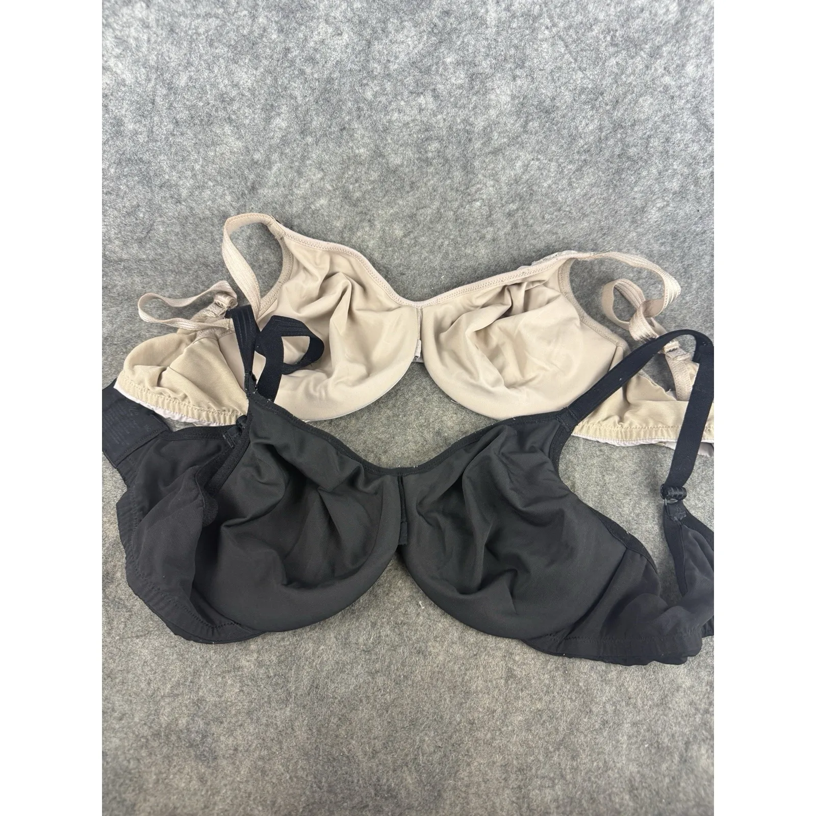 Lot 2 Olga GI8961A Cloud 9 Full Figure Lace Trim Minimizer Bras 36C Black Nude Size undefined - Image 2