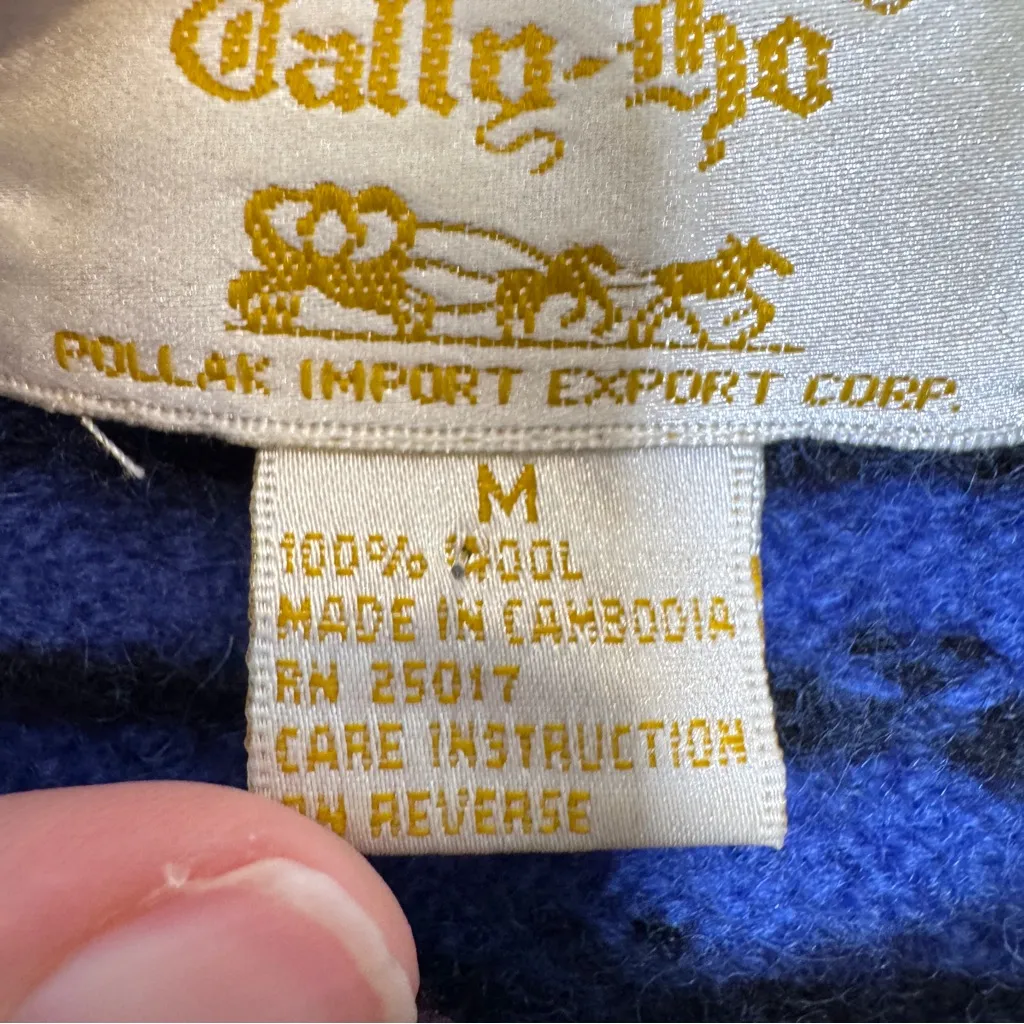 Vintage Tally Ho Blue Boiled Wool Cardigan Sweater Womens M Warm Fall Casual Size M - Image 2