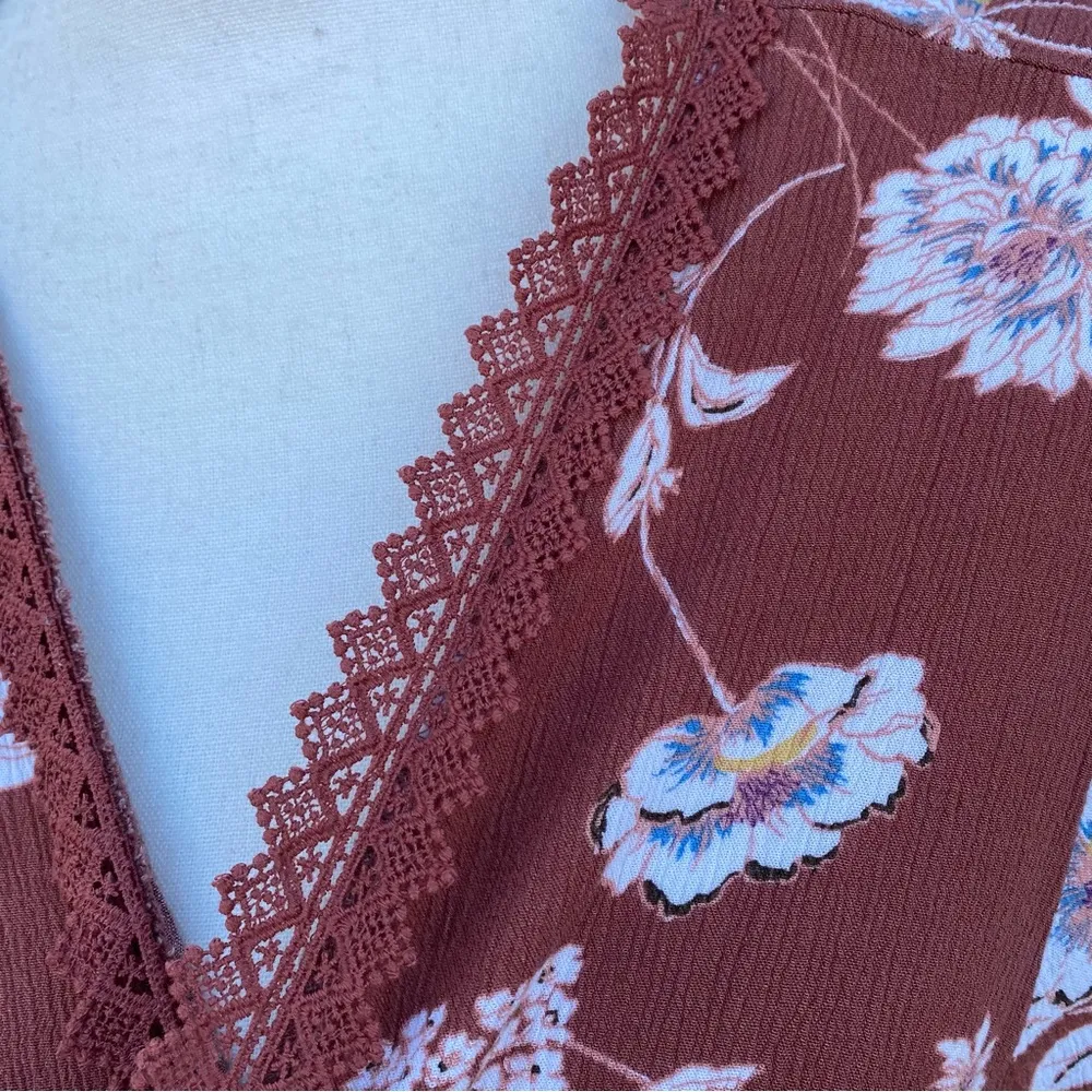 Maurices Rust Color Floral Print Duster Cardigan Size 3X - Image 3