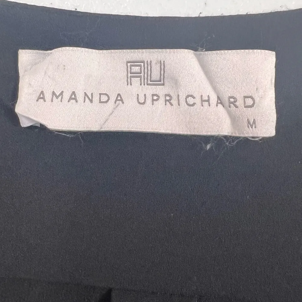 AMANDA UPRICHARD Silk Cold Shoulder Black Midi Dress - Image 4