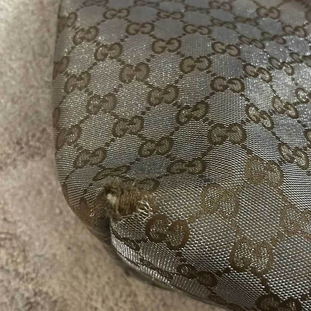 GUCCI | Metallic Monogram Canvas Large Tote Brown Silver - Image 11