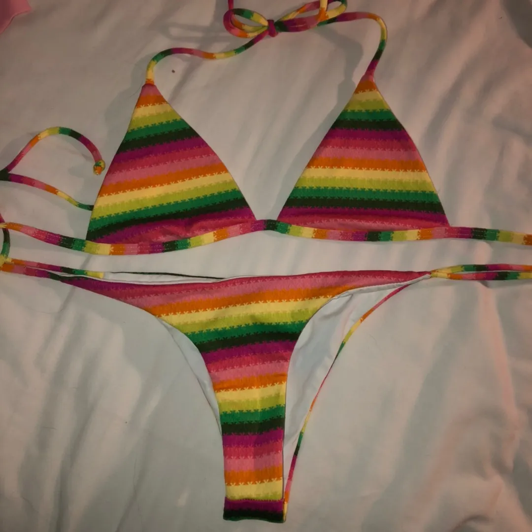 Under The Sun Striped Itty Bikini Set - Image 2