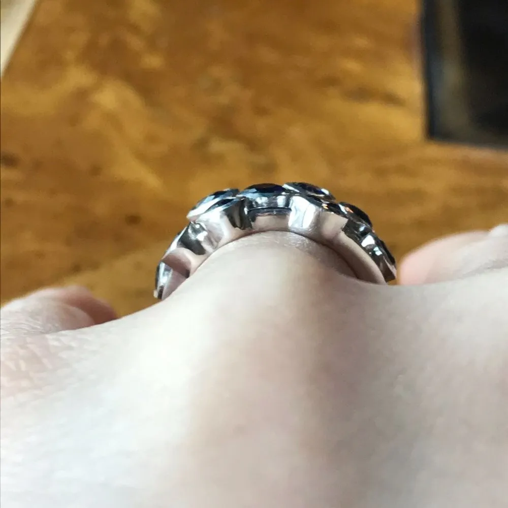 Natural Masoala Sapphire Sterling Silver Bubble Ring Size 6 - Image 3