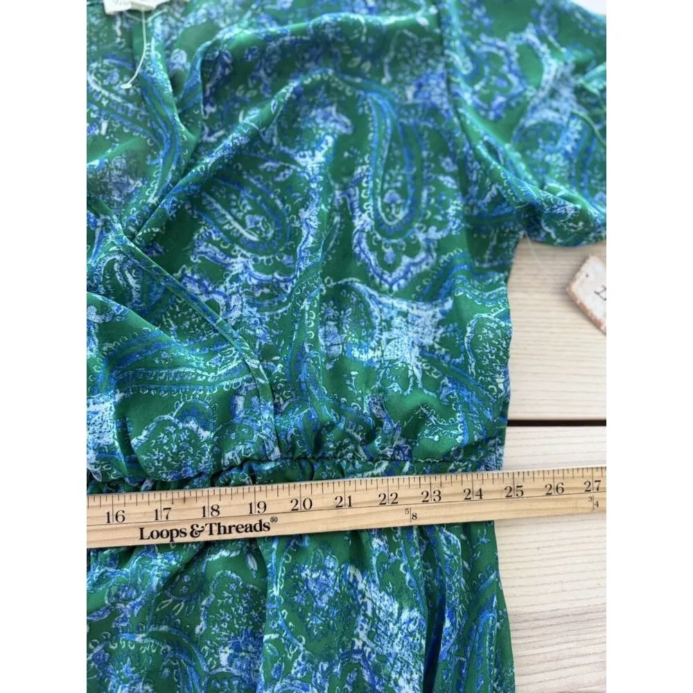 Indigo Rose Size XL Multicolor Paisley Long Sleeve Chiffon with VNeck Long Dress Green - Image 10