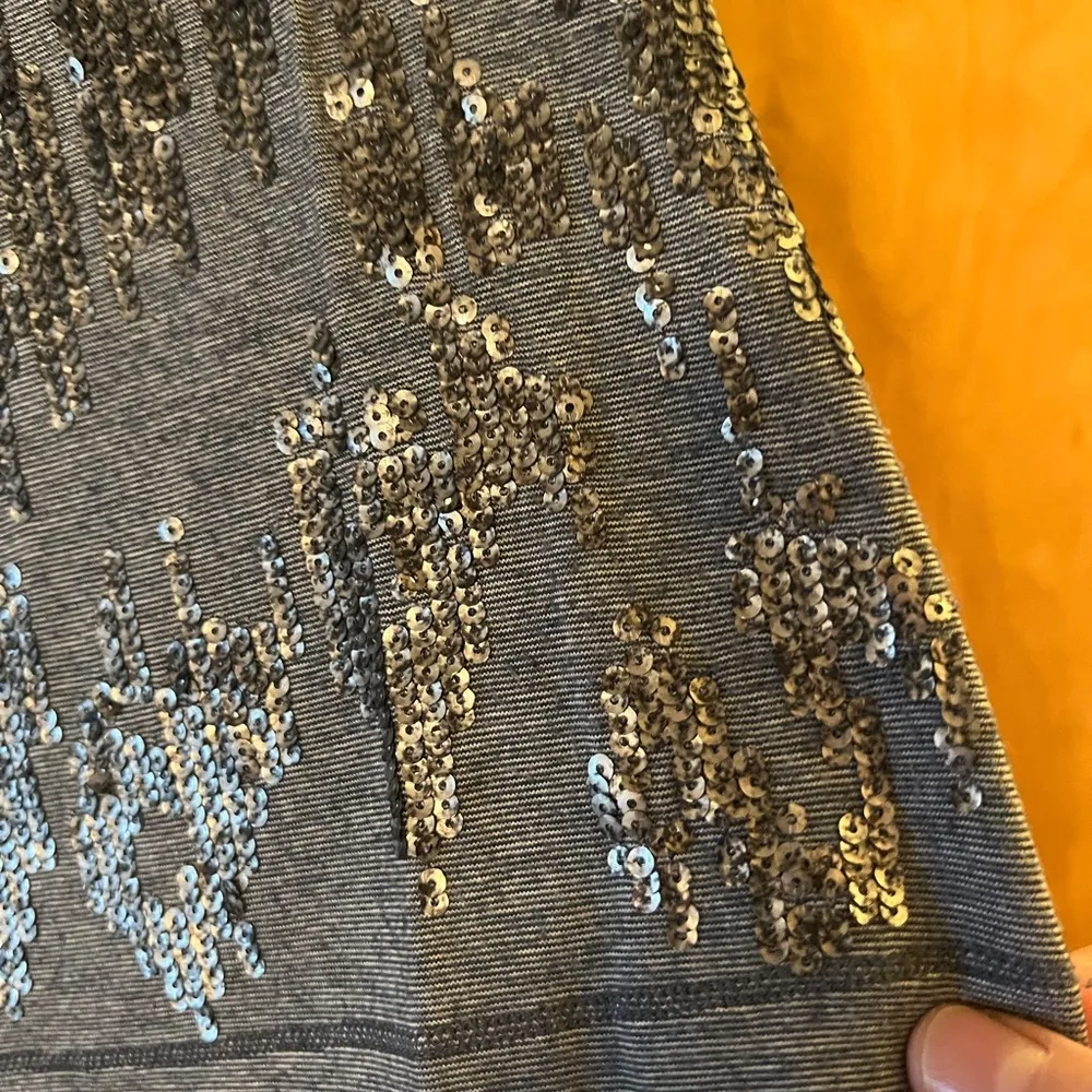 Lafayette 148 New York Gray Grey Silver Sequin Long Sleeve T-Shirt Size Small - Image 8