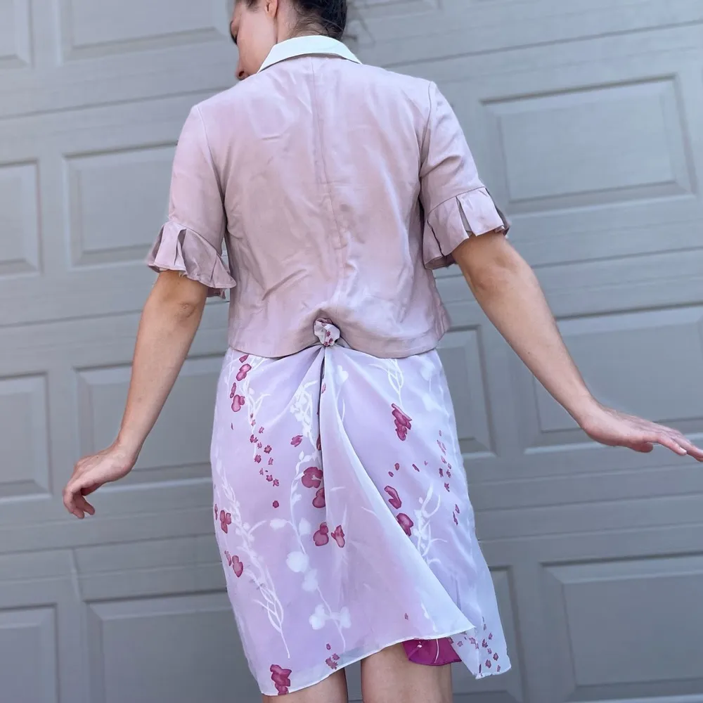 Express Pink Ruffle Short Sleeve Cropped Bolero Coquette Shrug Jacket Small - Image 5