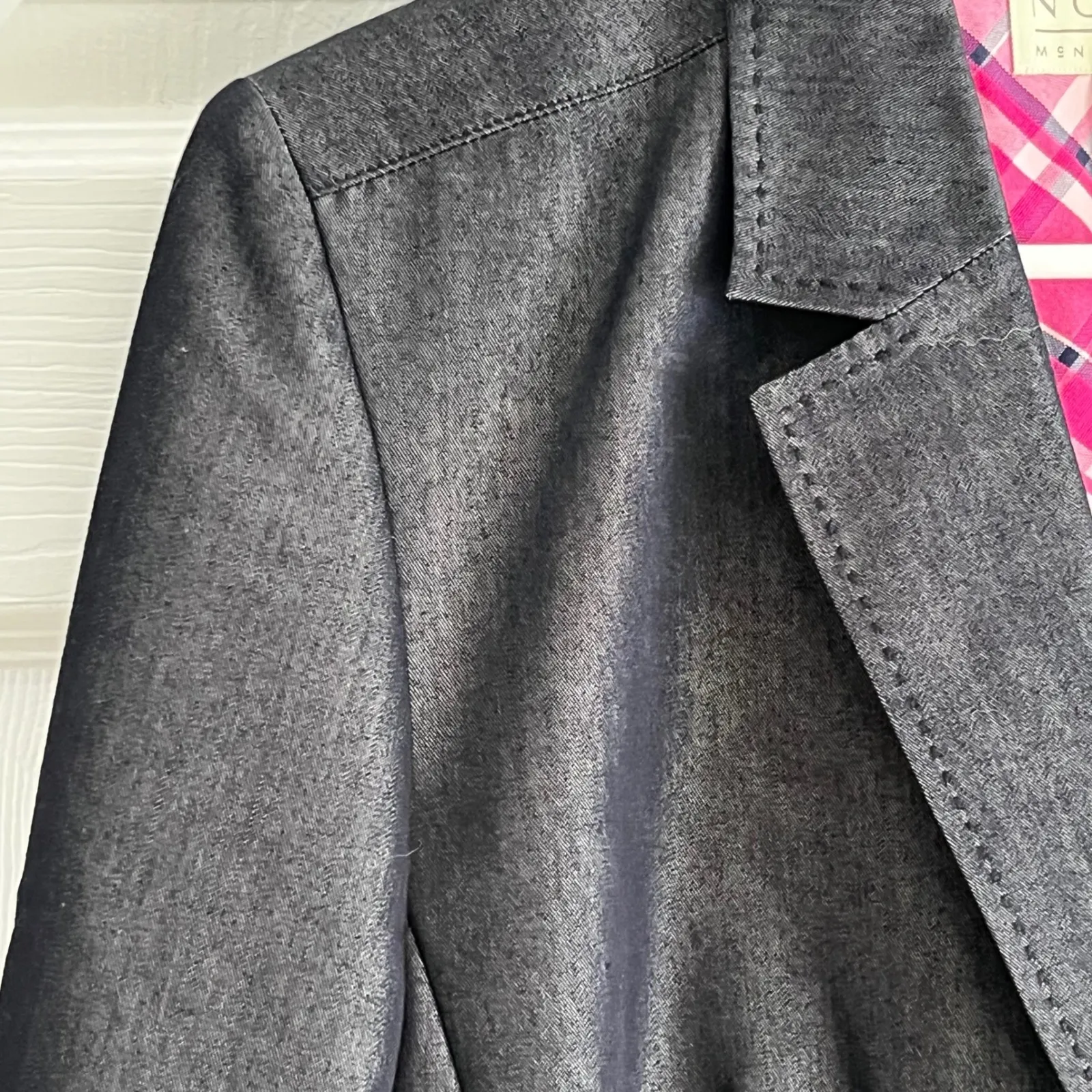 Norton McNaughton Women's Denim Blazer Jacket Size 10 Pink Plaid Lined
Classic - Image 4