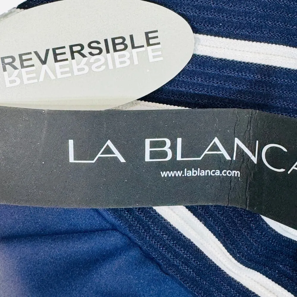 La Blanca SZ 14 Reversible Indigo Capri Stripe Swim Bikini Bottoms Navy Blue New - Image 5