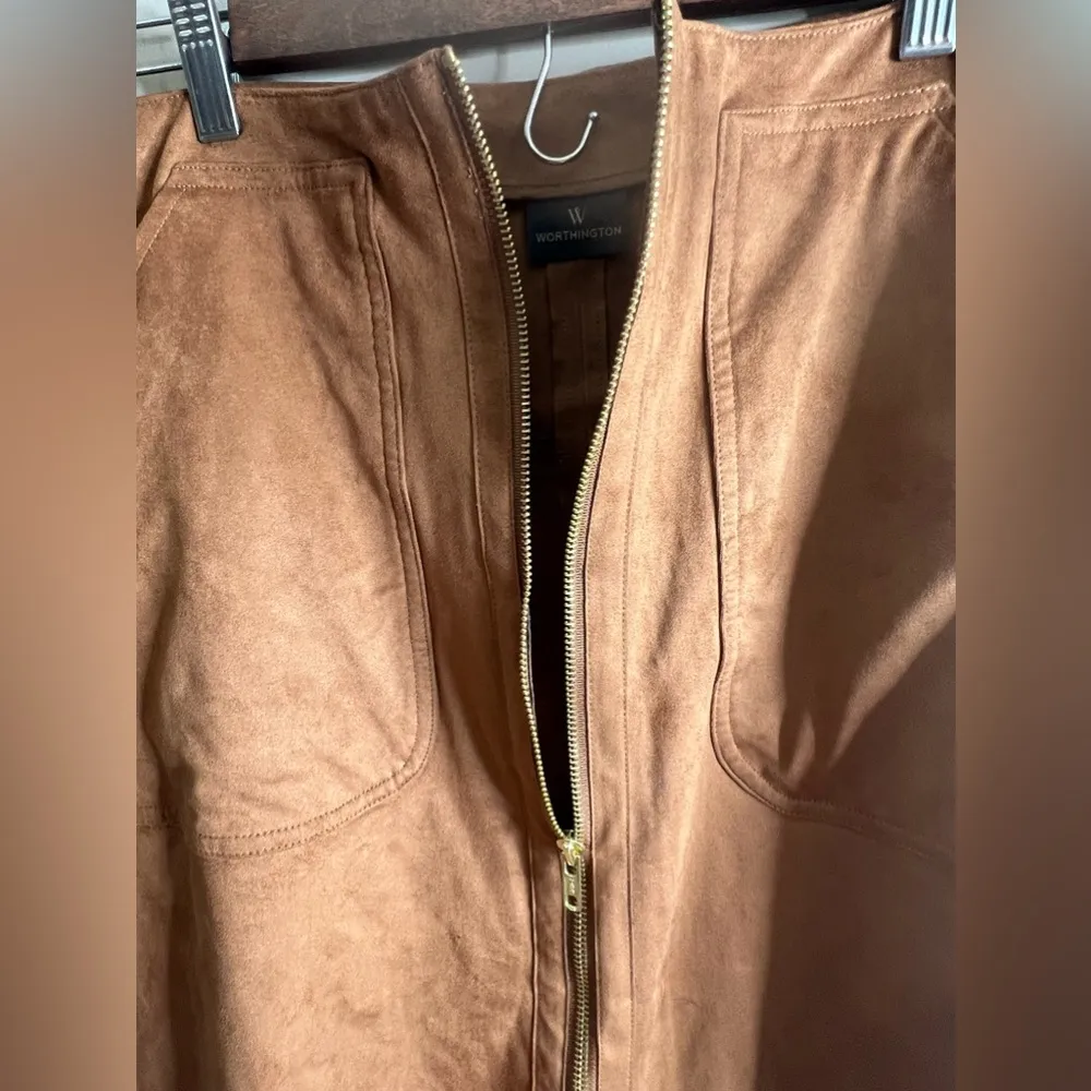 NWT worthington suede look skirt full front zip size 8 - Image 3