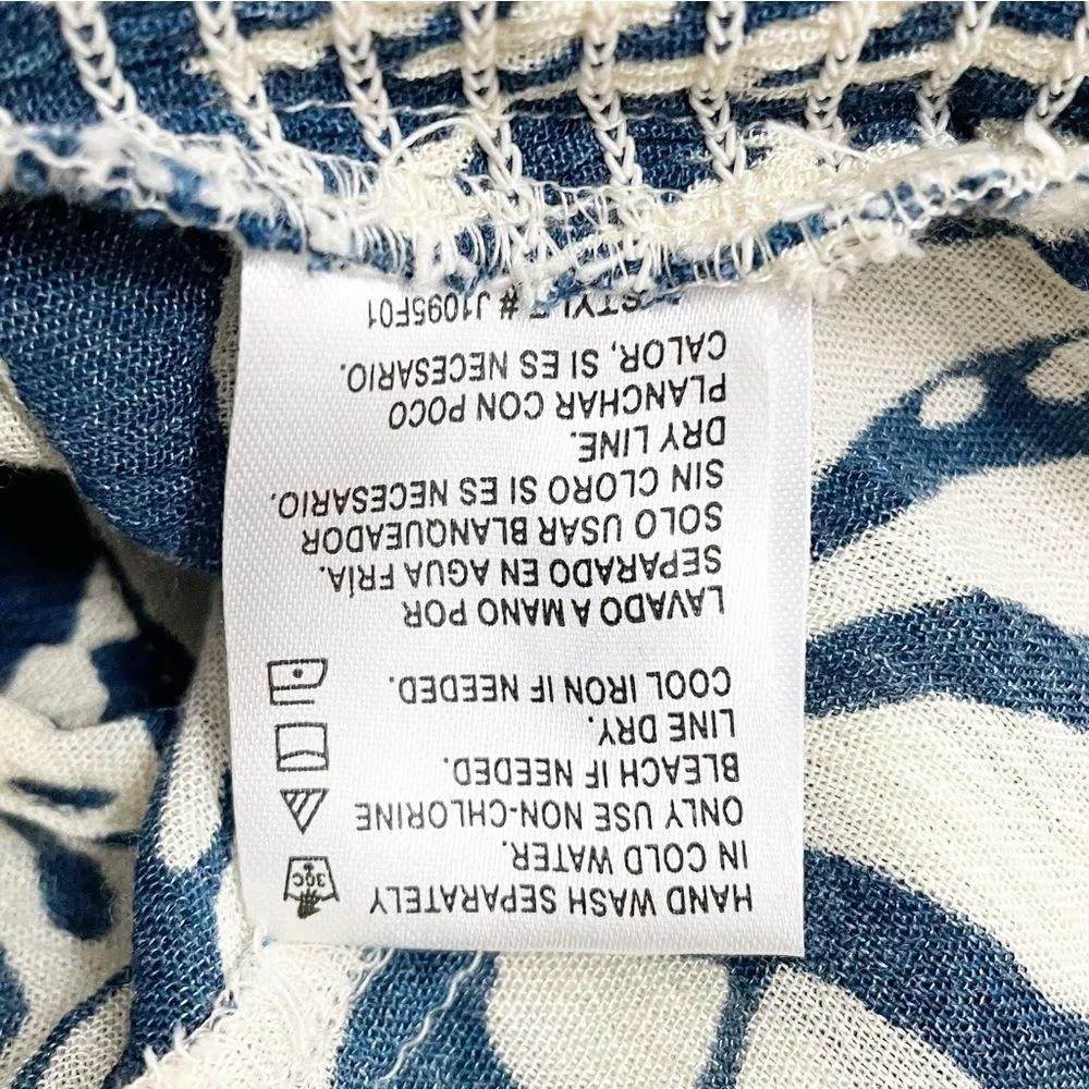 NWT Patrons of Peace Tie Front Tropical Peplum Tank Size Large Sea Blue & Cream - Image 11