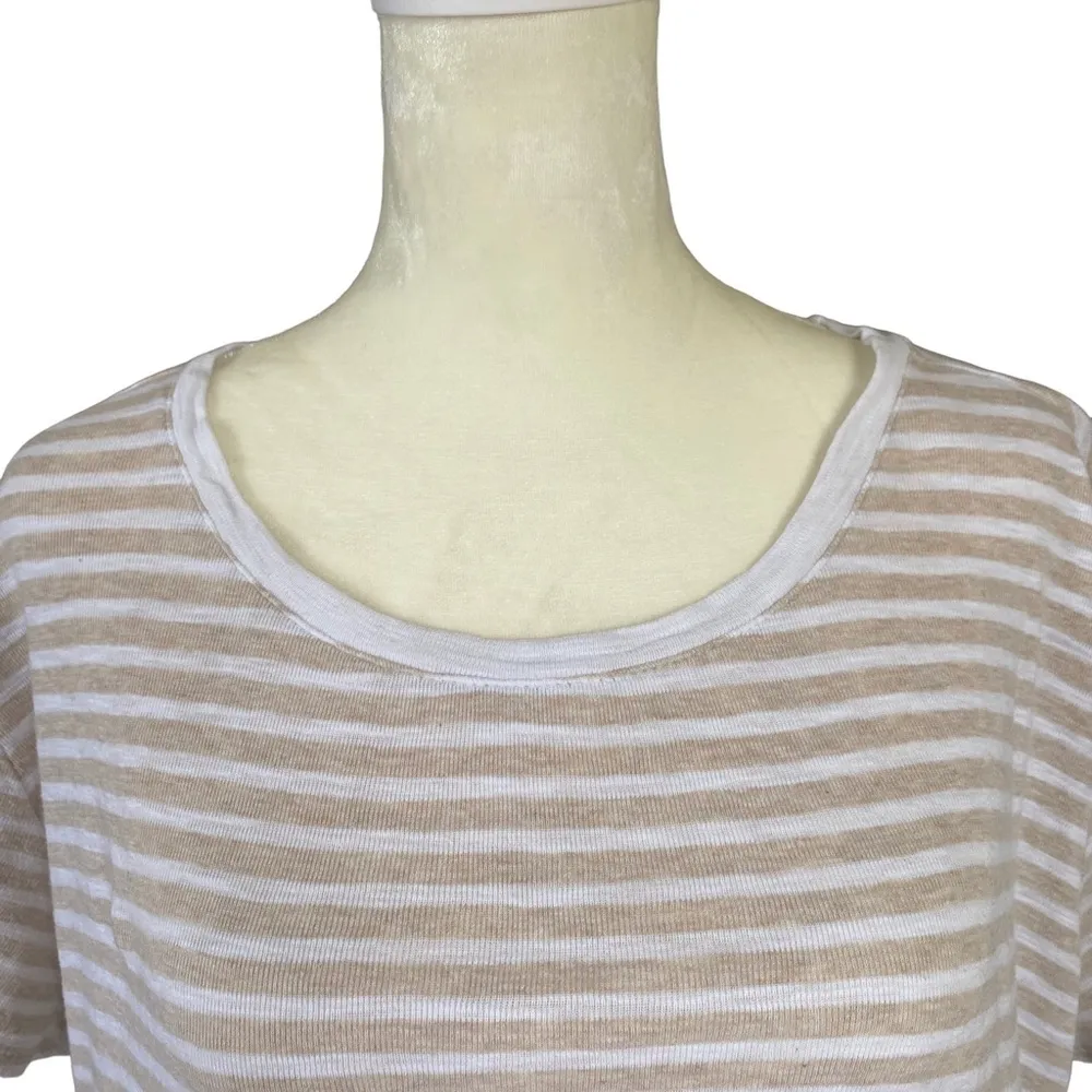 Liz Claiborne cream and white striped short sleeve cinch top women’s XL - Image 4