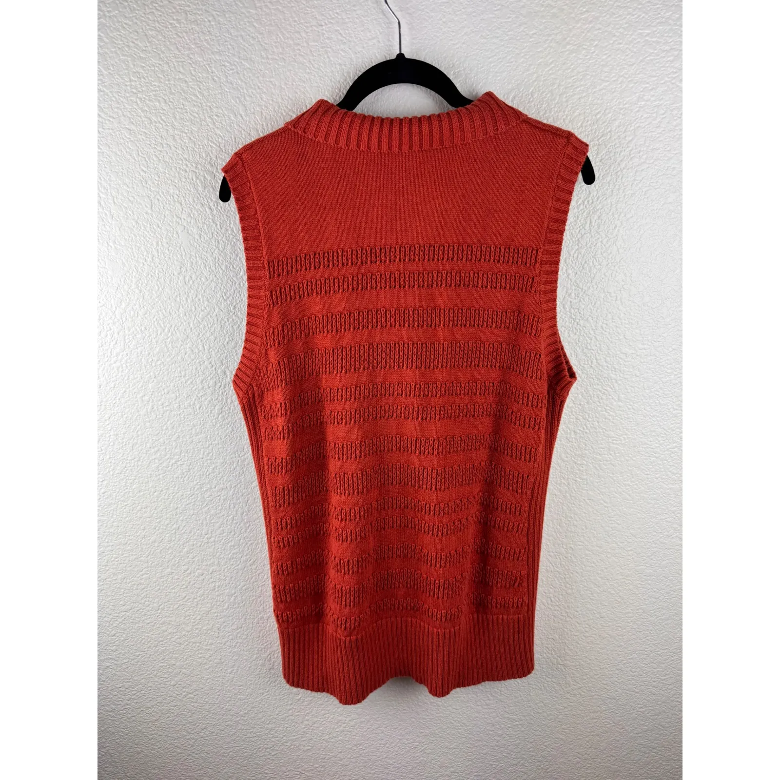 VTG Pendleton Womens Orange Knit Zip Vest Cardigan Sweater XL Cotton Rust Preppy - Image 5