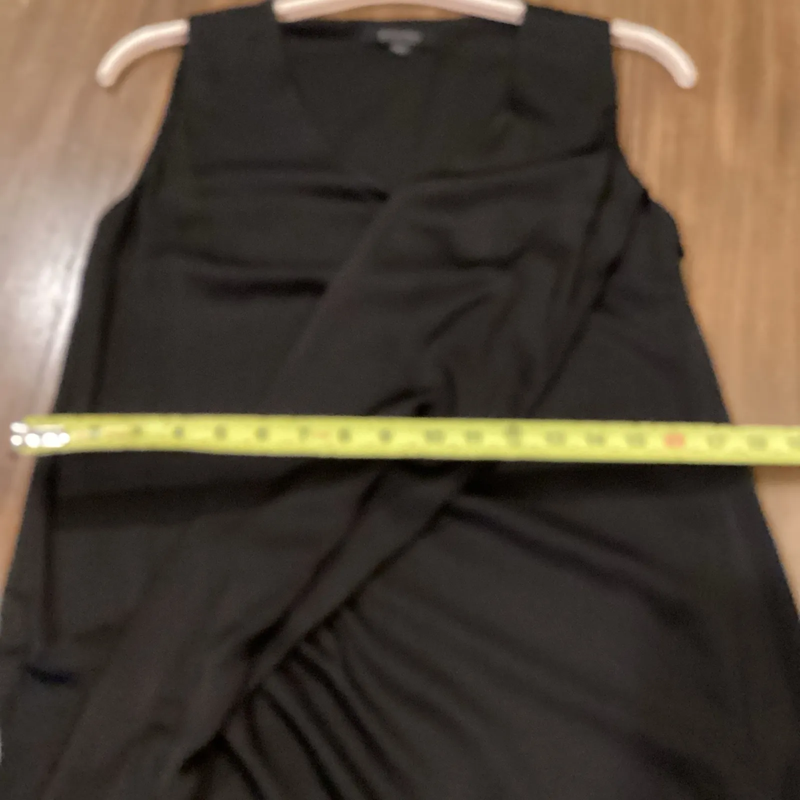 All Saints Annis knee length Dress Black Draped Front Sleeveless V-neck size 6 - Image 6