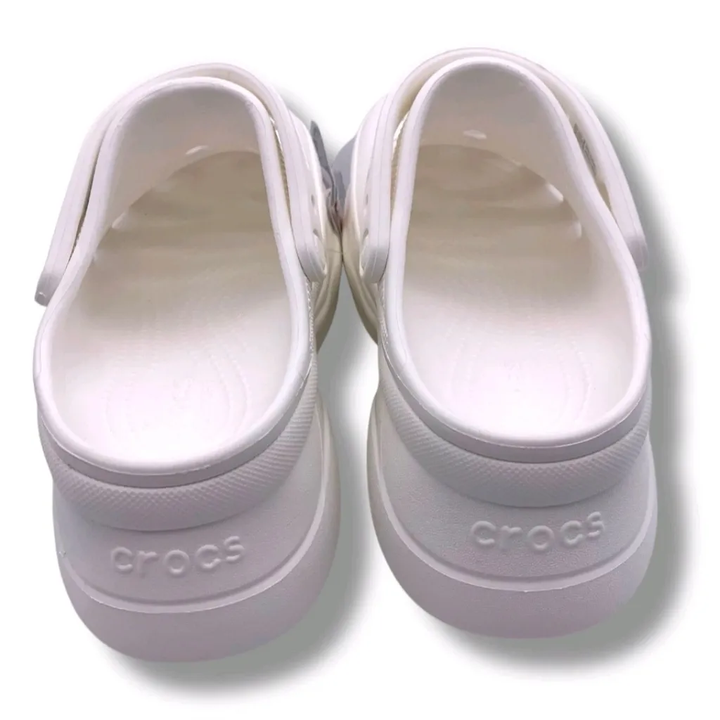 NEW Crocs Women's Classic Bae Clogs Platforms White Size 9W Ionic Comfort - Image 5