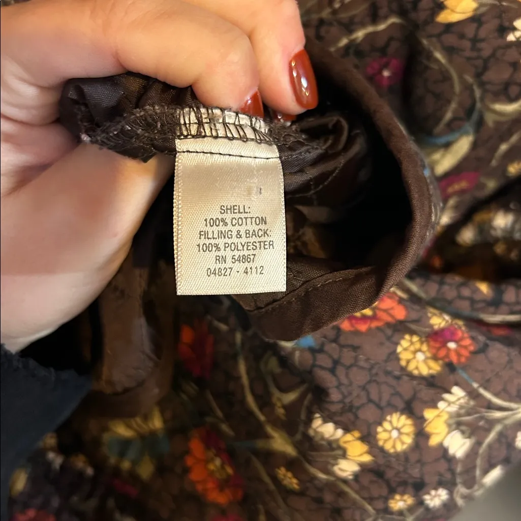 CJ Banks Quilted Floral Jacket Womens 1X Boho Embroidered Tapestry Style Coat‎ Brown - Image 3