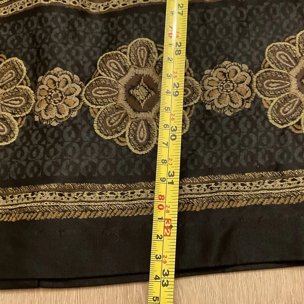 Vintage  Black Gold Trim Sheath Dress 90s Made in USA Sz 11/12 - Image 10