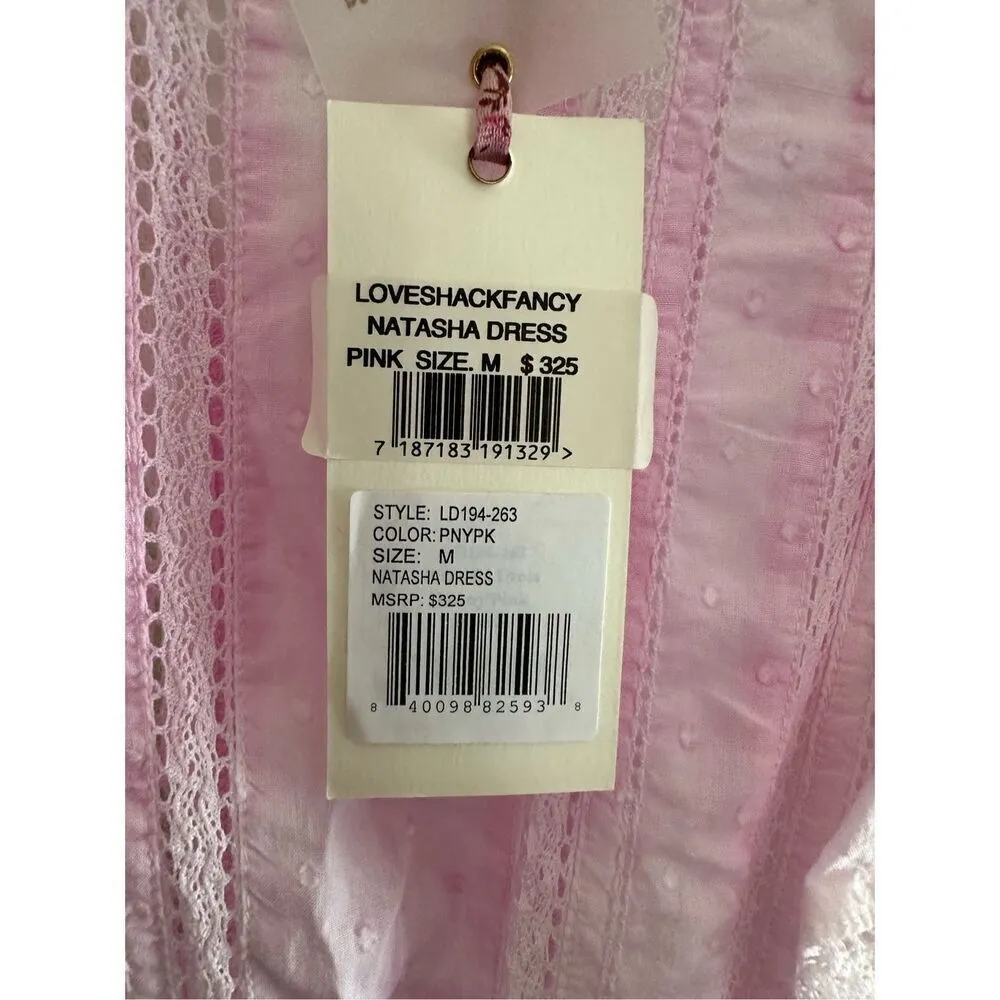 Love Shack Fancy Natasha Ruffle Tiered Mini Dress in Peony Pink Size M - Image 9