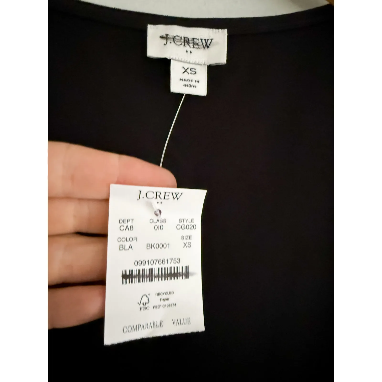 J.Crew Factory | NWT Cap-sleeve stretch cotton-blend squareneck top Black  Sz XS - Image 6